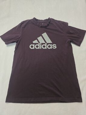 adidas Men's Short Sleeve Tee in Deep Burgundy with White Logo